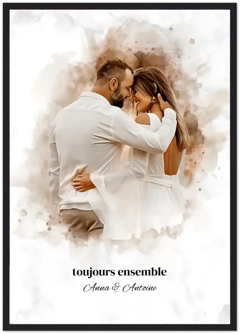 Votre photo en style aquarelle | Cadeau personnalisable pour couple