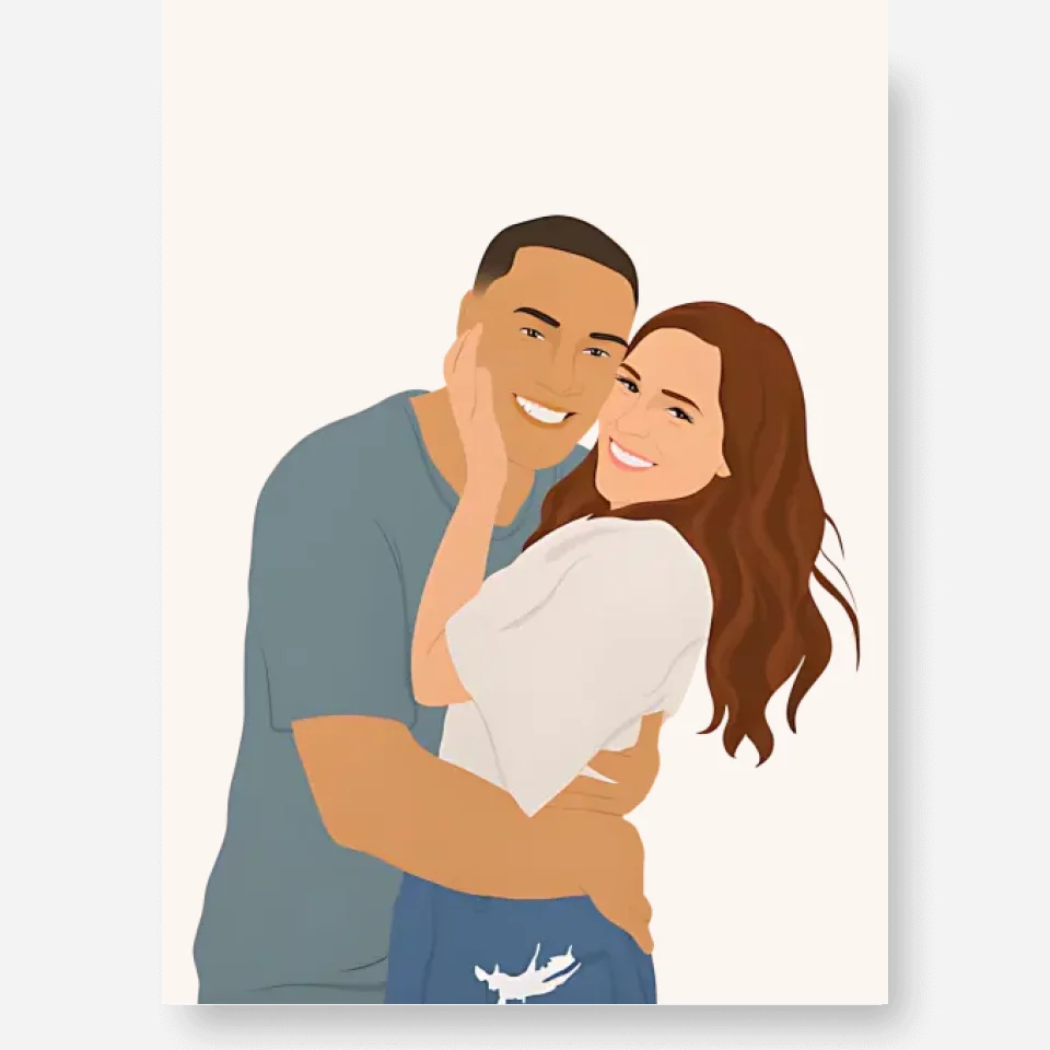 Votre photo en Portrait Minimaliste | Cadeau Personnalisable Pour Couple